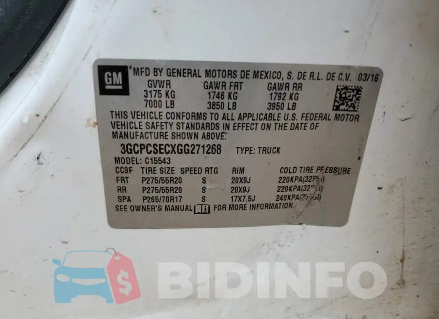 3GCPCSECXGG271268 Photo# 13