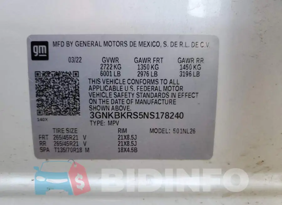 3GNKBKRS5NS178240 Photo# 13
