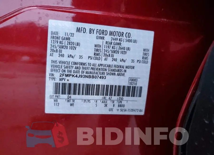 2FMPK4J93NBB07493 Photo# 12