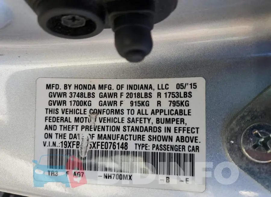 19XFB2F5XFE076148 Photo# 12