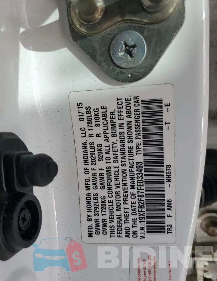 19XFB2F87FE033493 Photo# 12