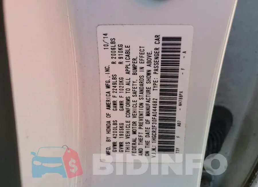 1HGCR2F30FA044682 Photo# 12