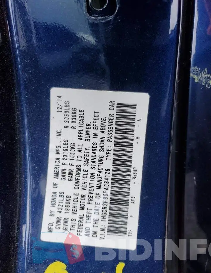1HGCR2F80FA084126 Photo# 12