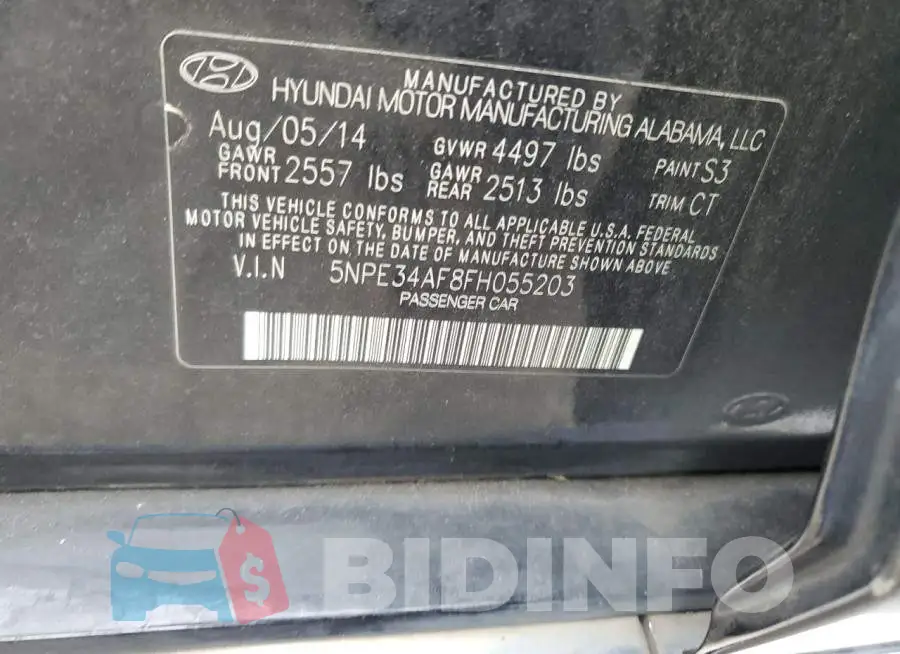 5NPE34AF8FH055203 Photo# 12