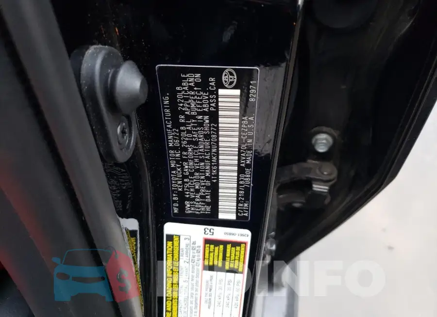 4T1K61AK7NU708772 Photo# 12
