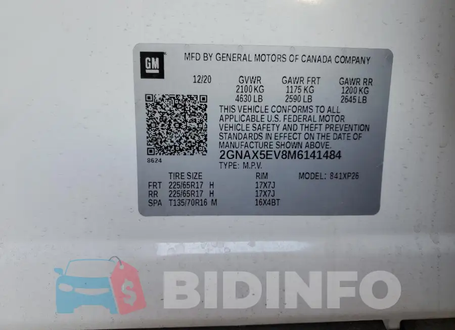 2GNAX5EV8M6141484 Photo# 12