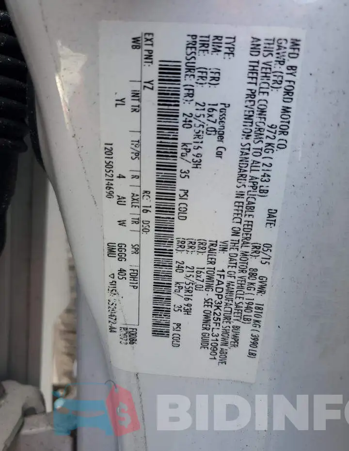 1FADP3K25FL310901 Photo# 12
