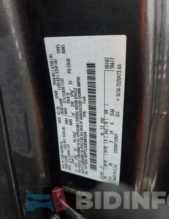 1FTEX1EP7LKE68524 Photo# 12