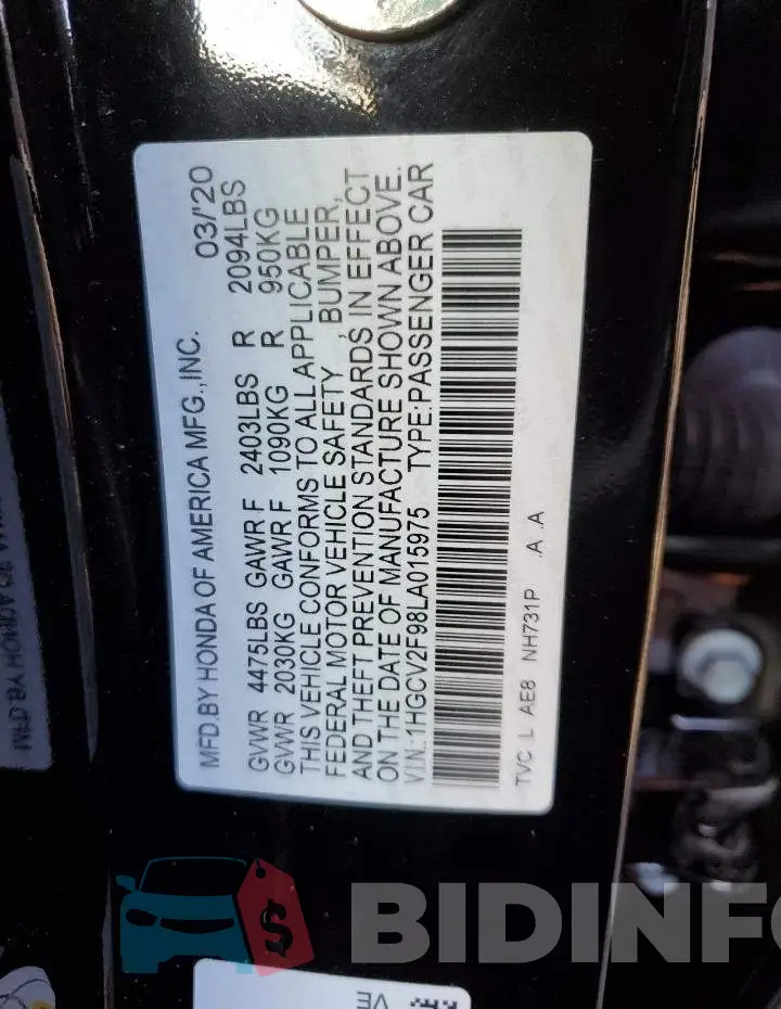 1HGCV2F98LA015975 Photo# 12