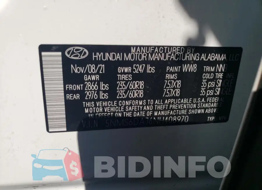 5NMS6DAJ6NH408970 Photo# 13