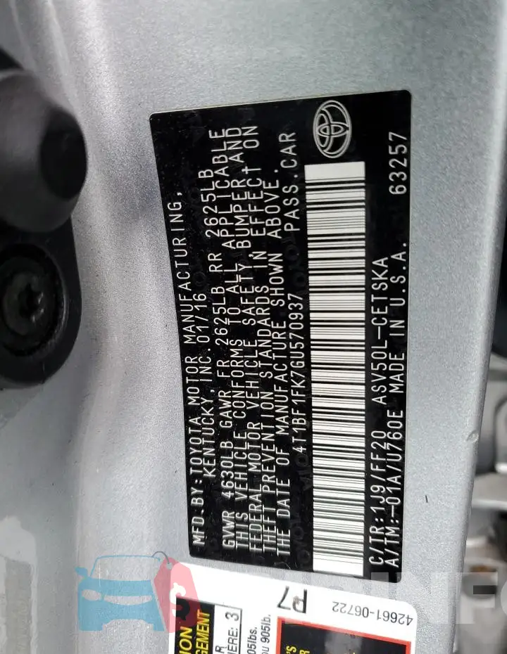 4T1BF1FK7GU570937 Photo# 12