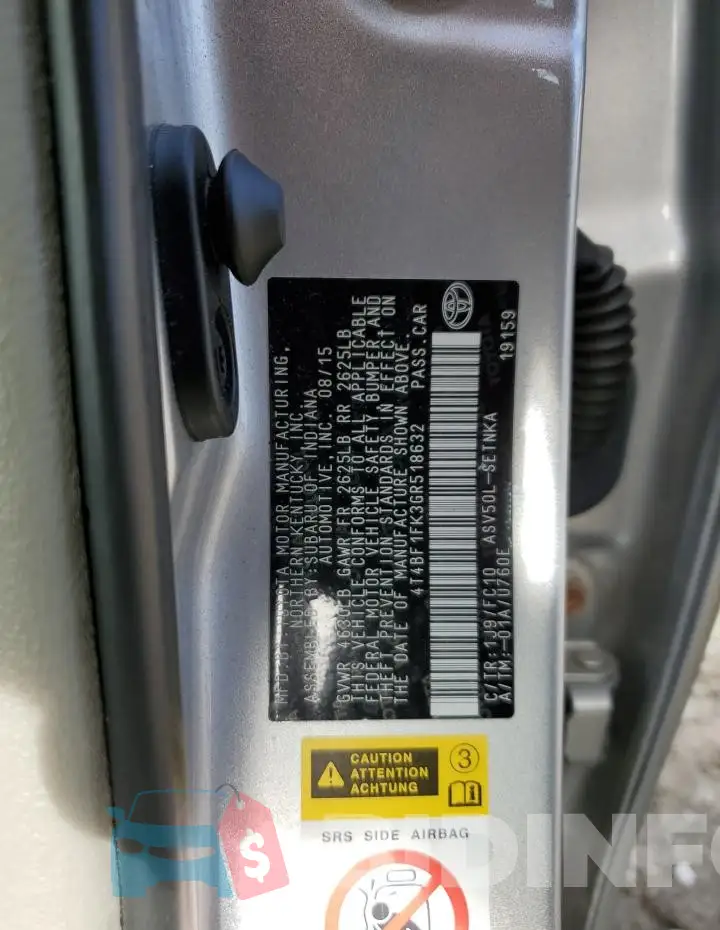 4T4BF1FK3GR518632 Photo# 12