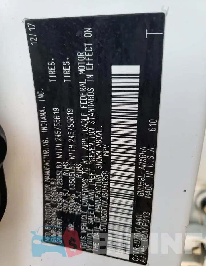5TDDGRFHXJS040356 Photo# 14