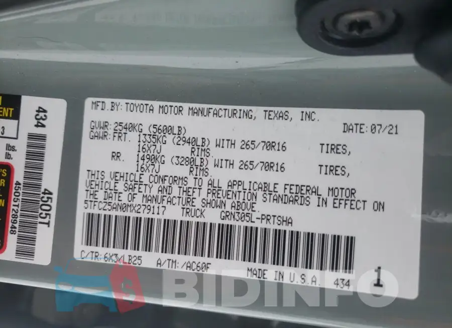 5TFCZ5AN0MX279117 Photo# 13