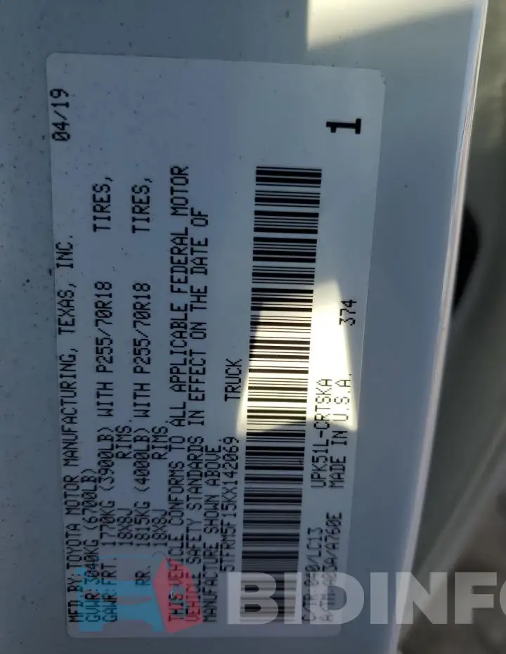 5TFRM5F15KX142069 Photo# 12