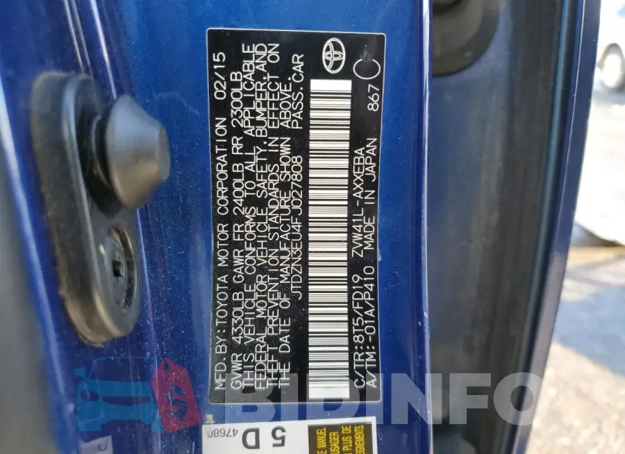 JTDZN3EU4FJ027808 Photo# 12