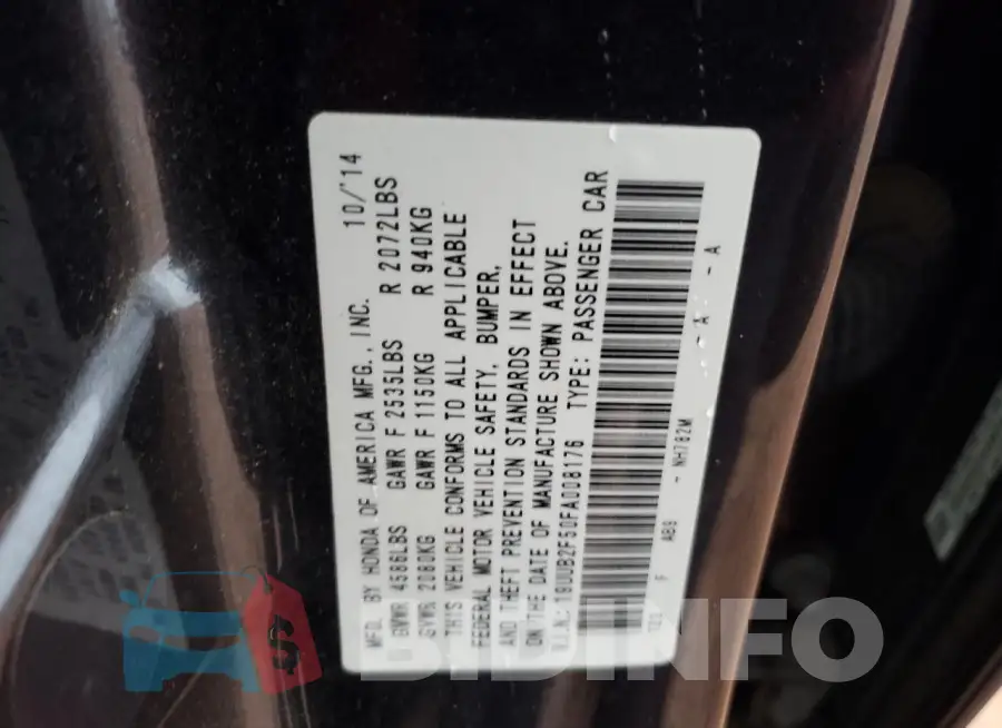 19UUB2F50FA008176 Photo# 13