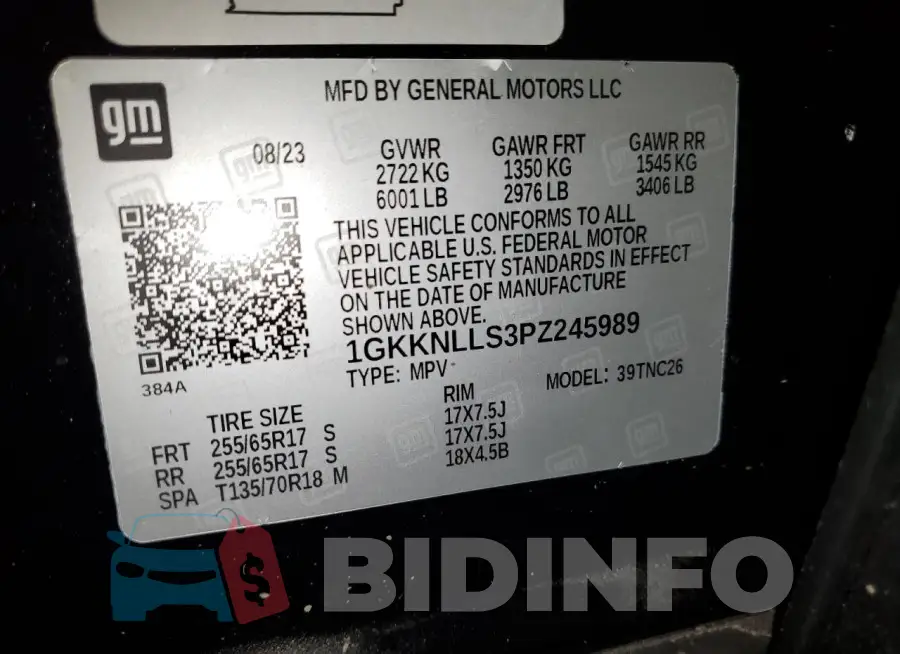 1GKKNLLS3PZ245989 Photo# 13