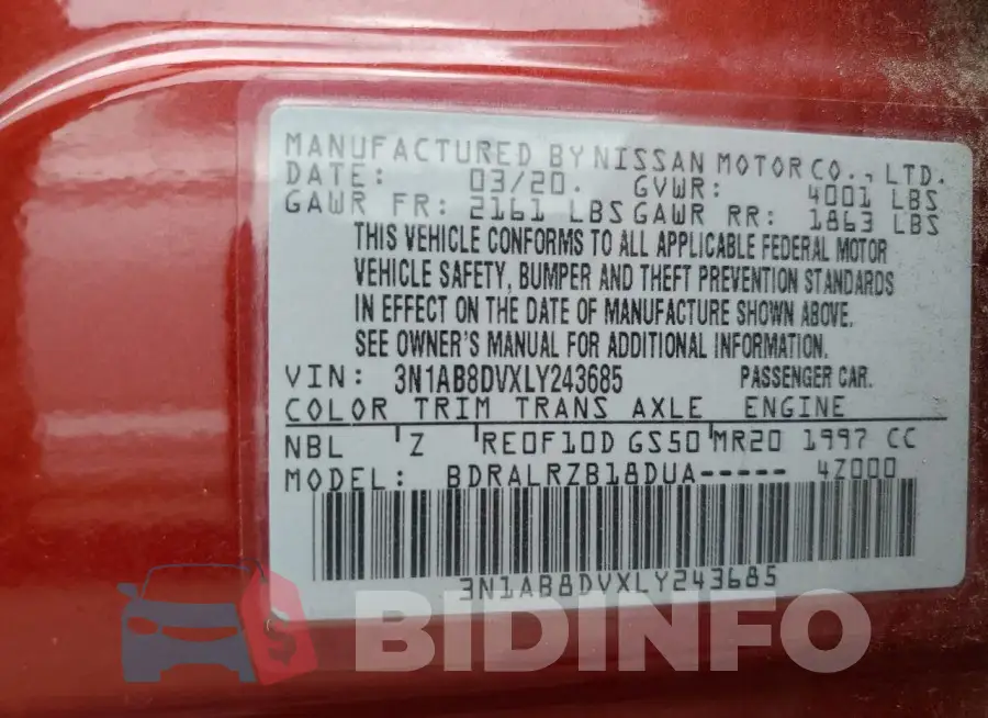 3N1AB8DVXLY243685 Photo# 12