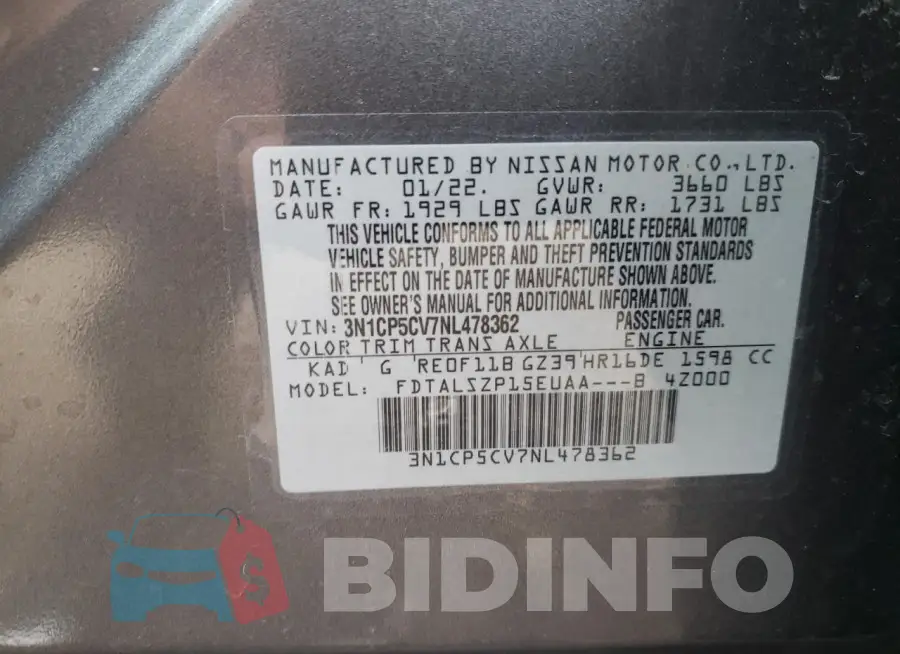 3N1CP5CV7NL478362 Photo# 12