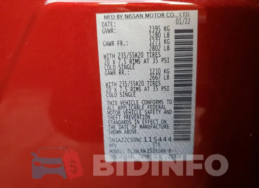 5N1AZ2CS0NC115444 Photo# 13