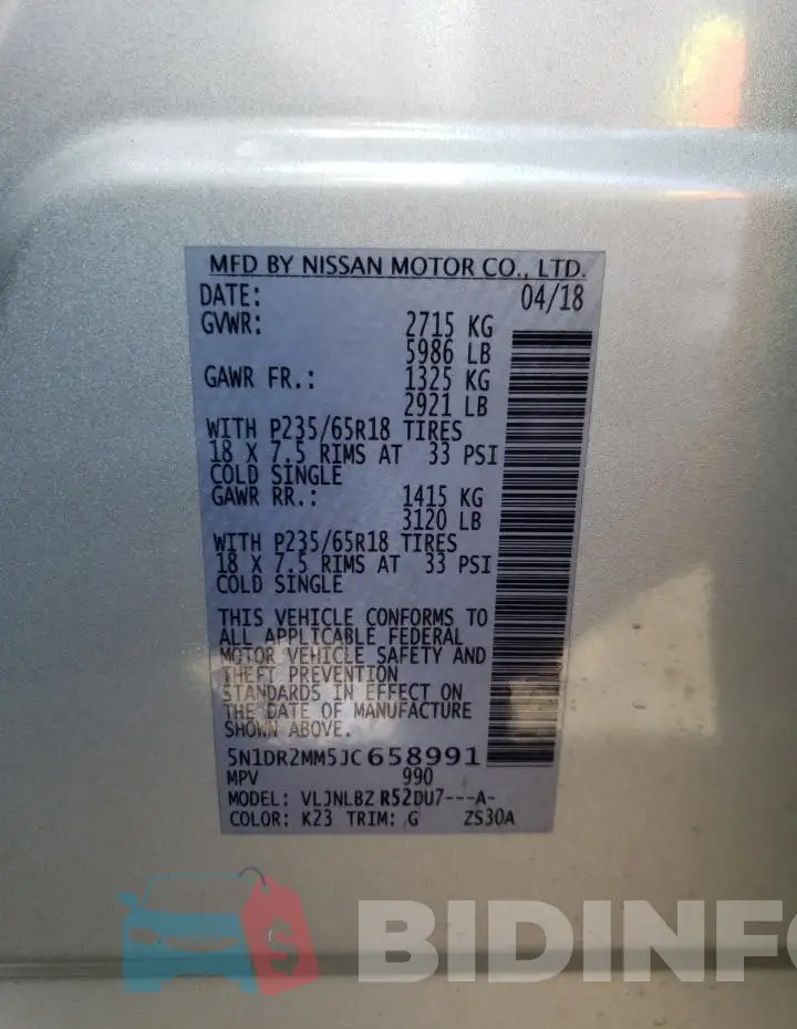 5N1DR2MM5JC658991 Photo# 12