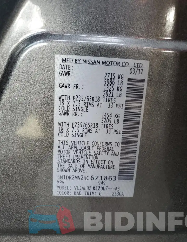 5N1DR2MN2HC671863 Photo# 12