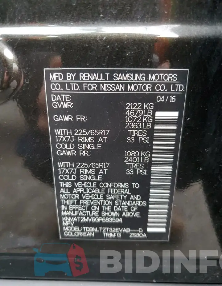 KNMAT2MV6GP683594 Photo# 12