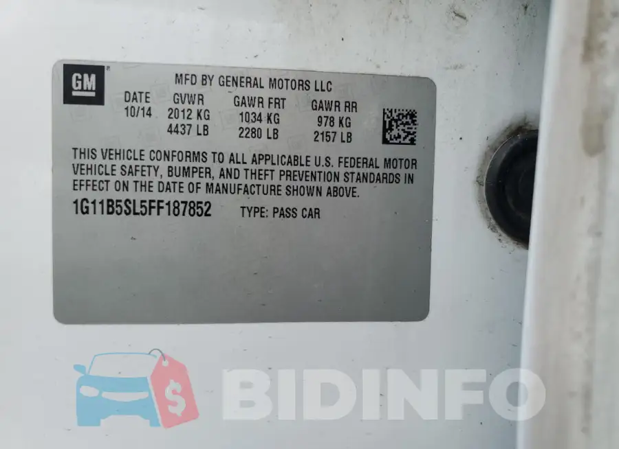 1G11B5SL5FF187852 Photo# 12