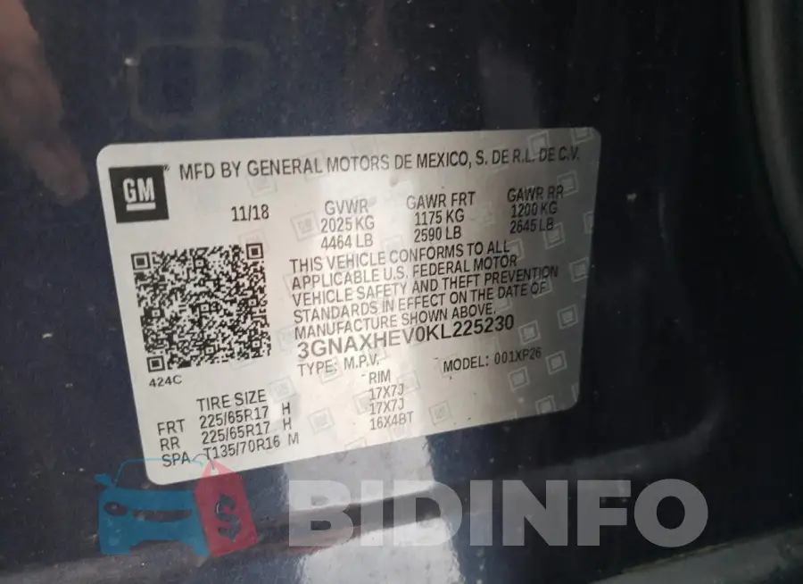3GNAXHEV0KL225230 Photo# 12