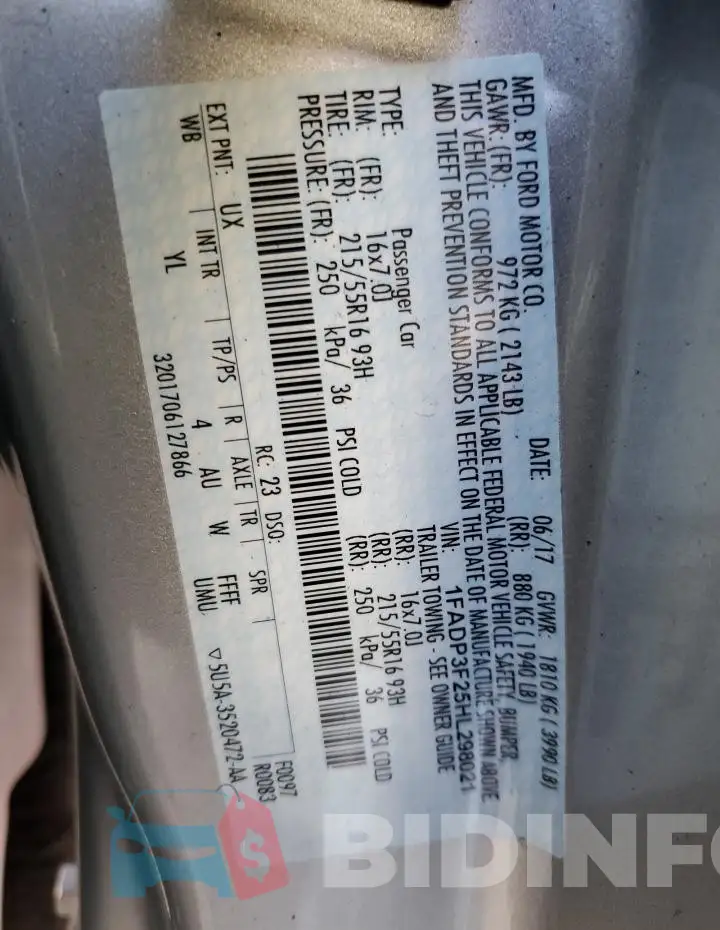 1FADP3F25HL298021 Photo# 12