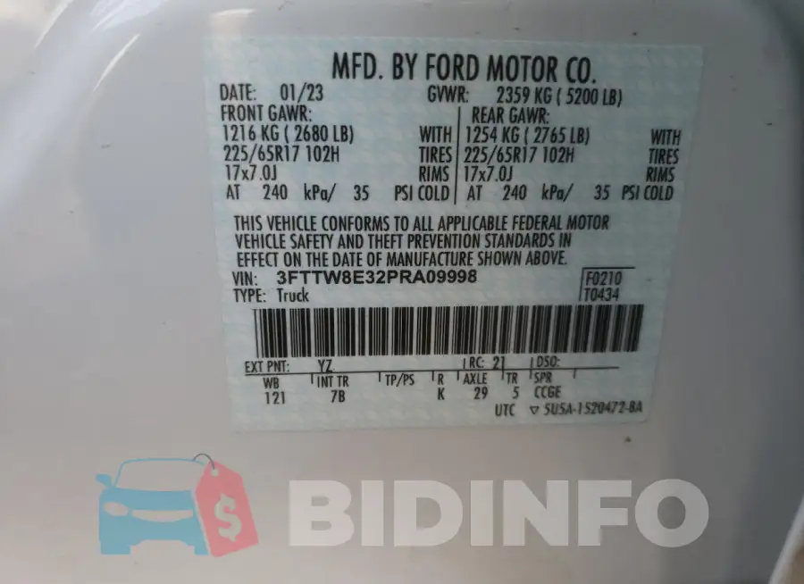 3FTTW8E32PRA09998 Photo# 12
