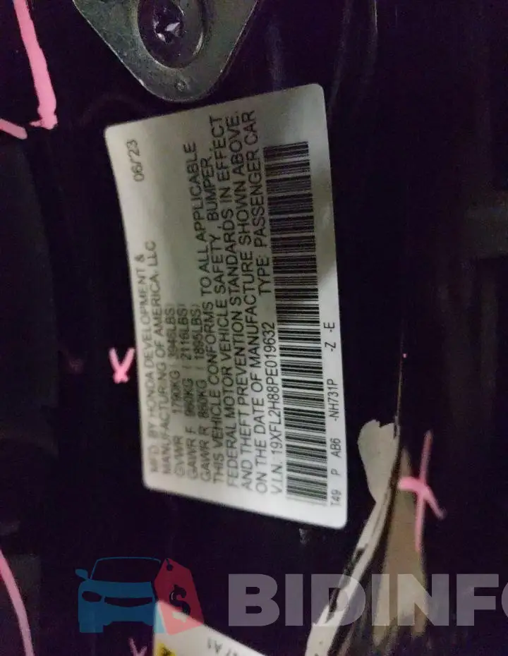 19XFL2H88PE019632 Photo# 12