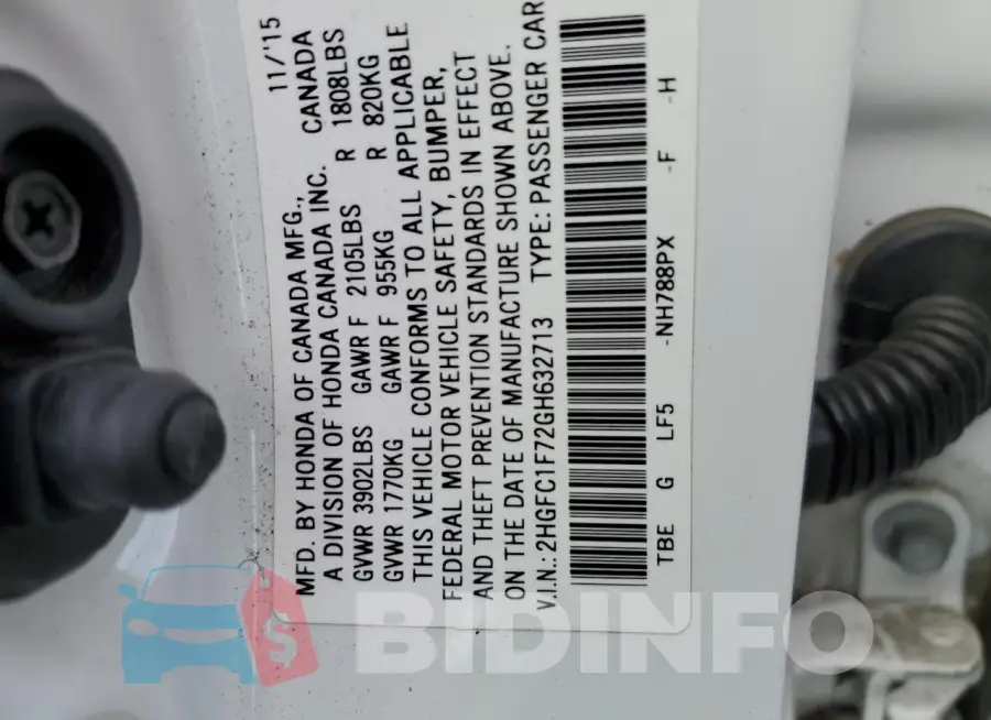 2HGFC1F72GH632713 Photo# 12