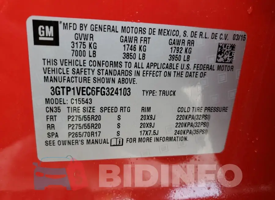 3GTP1VEC6FG324103 Photo# 12