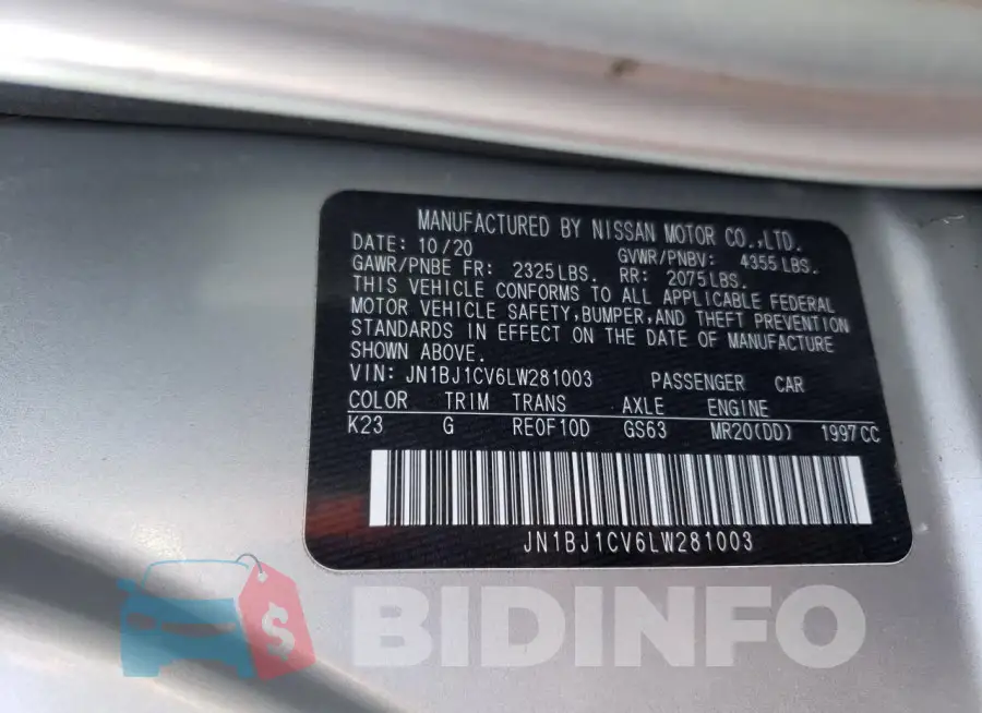 JN1BJ1CV6LW281003 Photo# 13