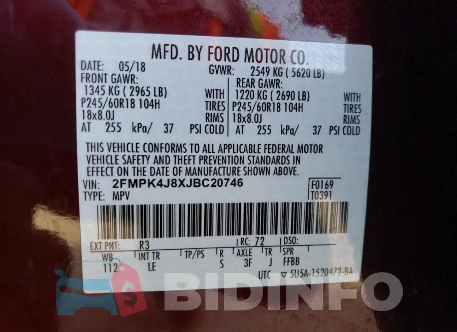 2FMPK4J8XJBC20746 Photo# 12