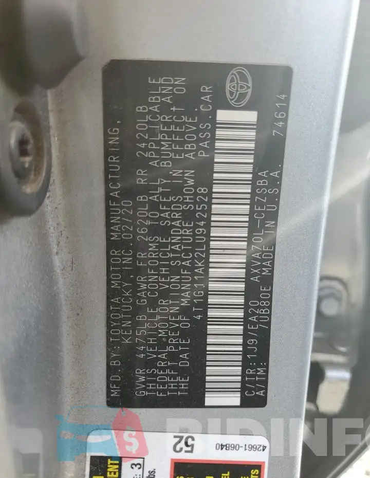 4T1G11AK2LU942528 Photo# 12