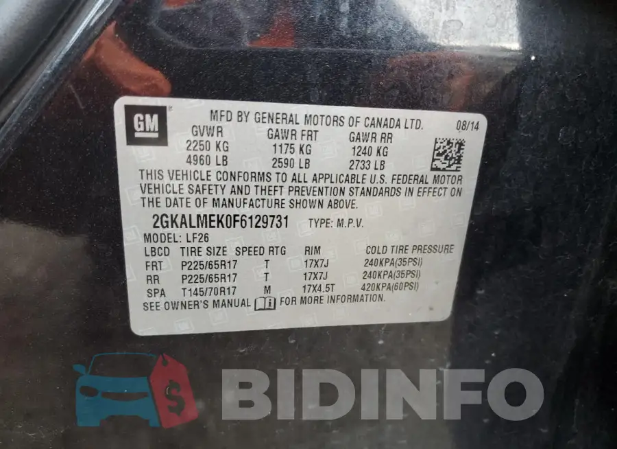 2GKALMEK0F6129731 Photo# 13