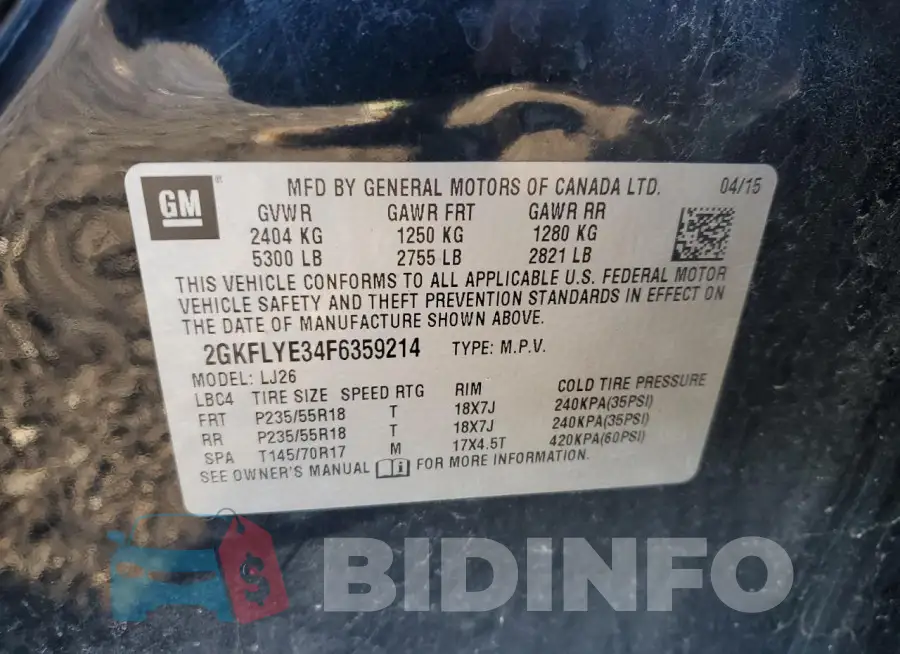 2GKFLYE34F6359214 Photo# 12