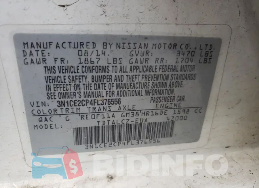 3N1CE2CP4FL376556 Photo# 12