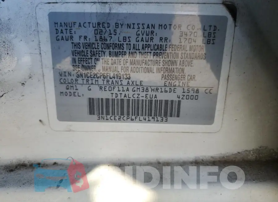 3N1CE2CP6FL419133 Photo# 12