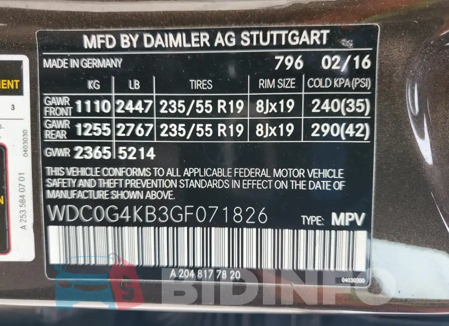WDC0G4KB3GF071826 Photo# 13