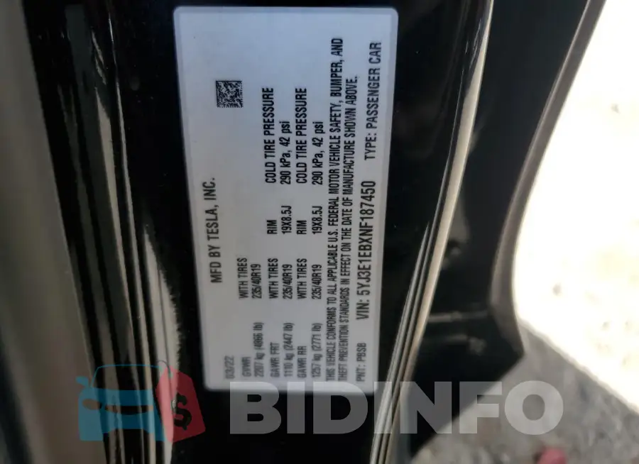 5YJ3E1EBXNF187450 Photo# 13