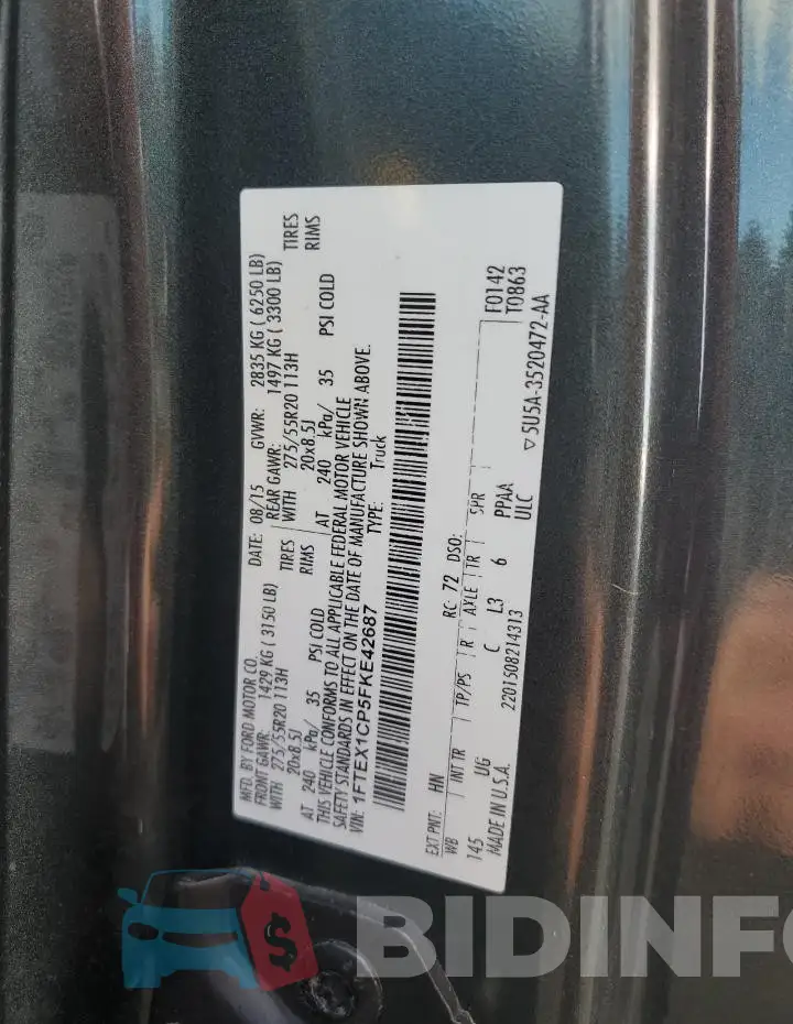 1FTEX1CP5FKE42687 Photo# 12