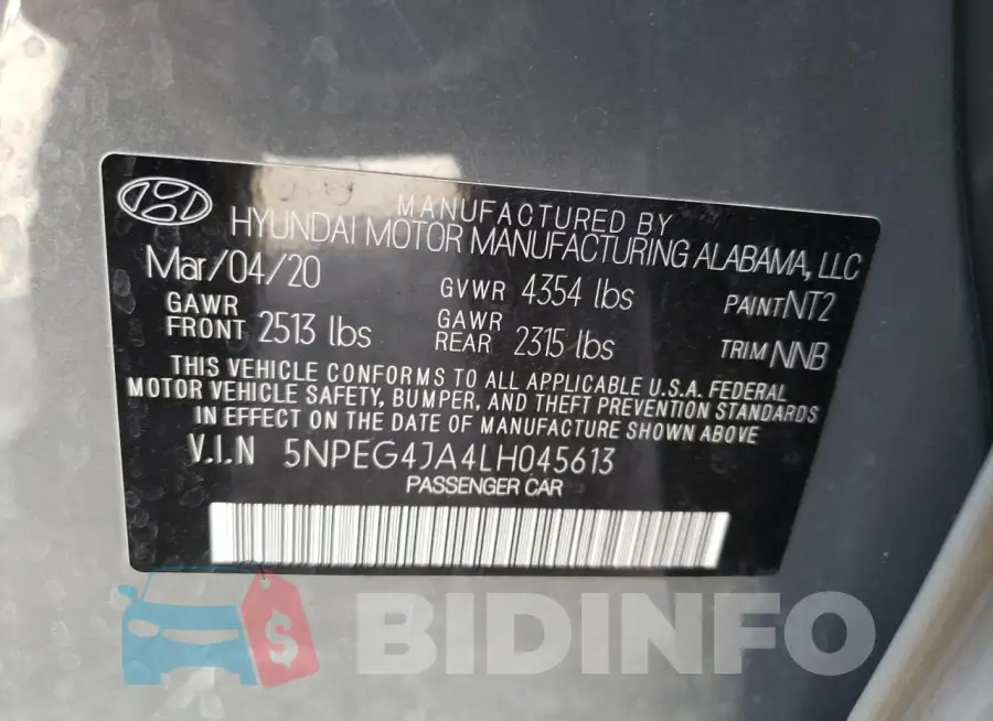 5NPEG4JA4LH045613 Photo# 12