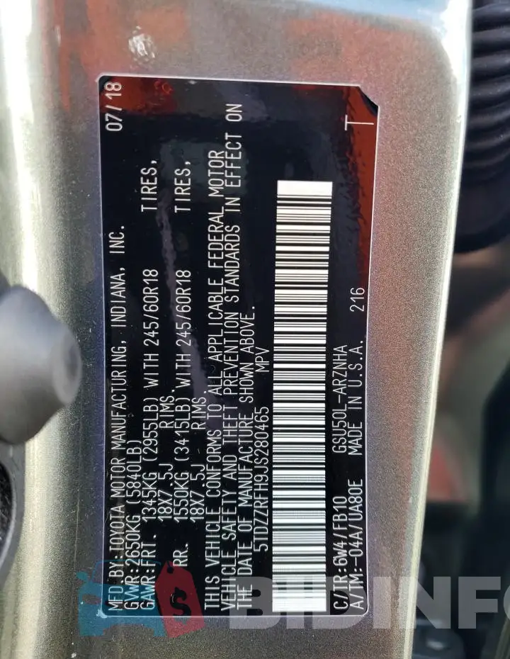 5TDZZRFH9JS280465 Photo# 12
