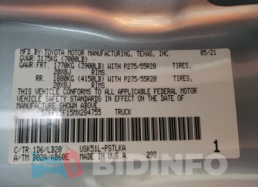 5TFFY5F15MX284755 Photo# 13