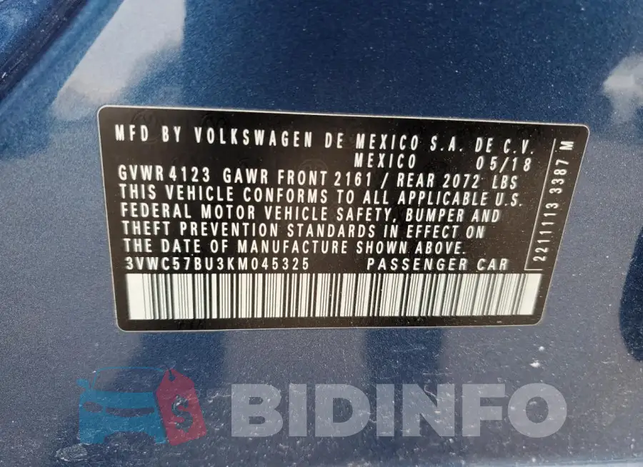 3VWC57BU3KM045325 Photo# 12