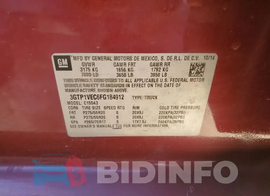 3GTP1VEC6FG184912 Photo# 13